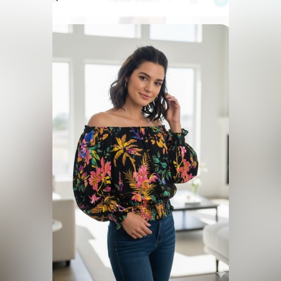 RACHEL Rachel Roy Tops - Rachel Roy Vibrant Floral Off-Shoulder Blouse